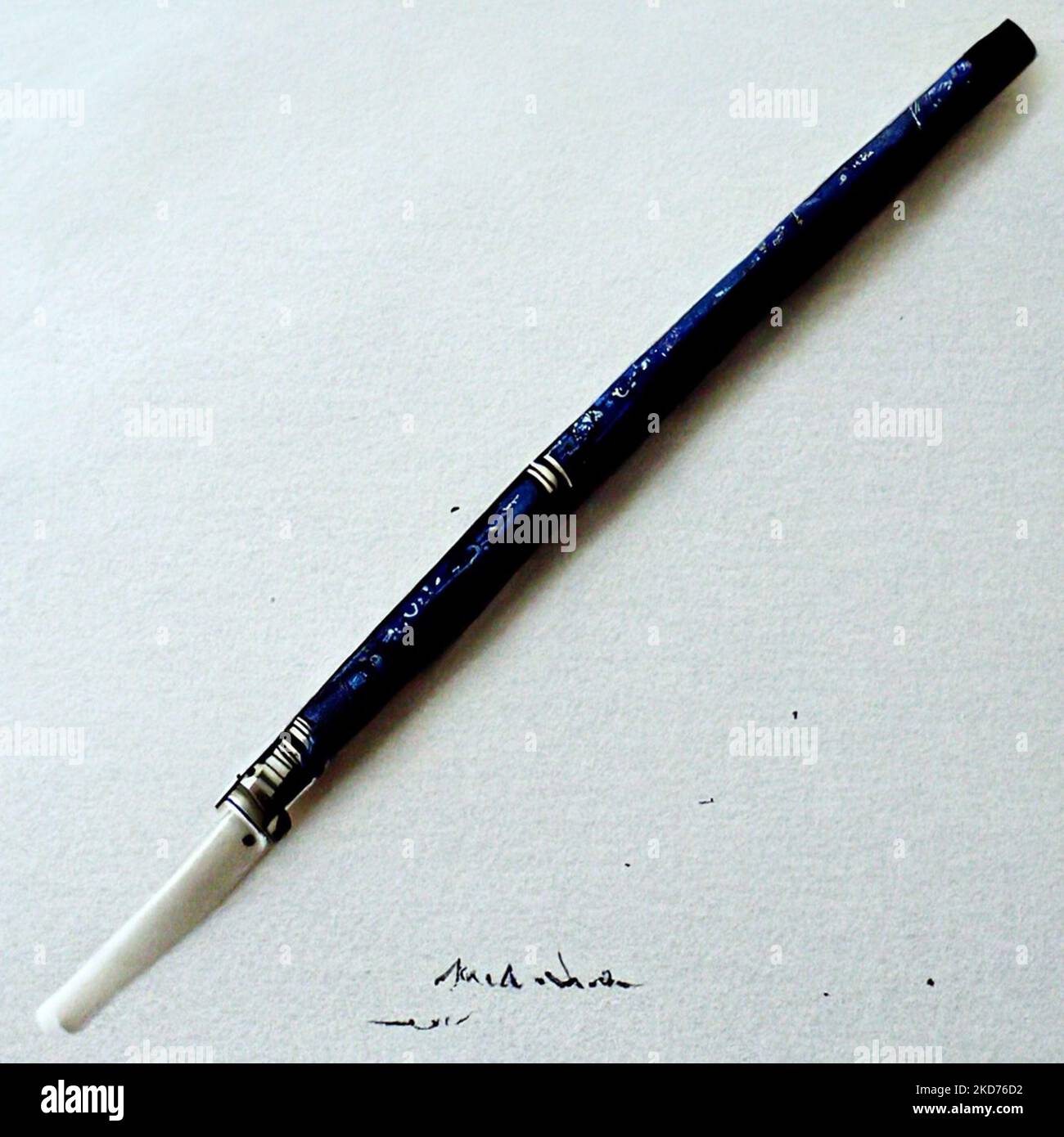 A closeup shot a blue pen on a grey surface Stock Photo