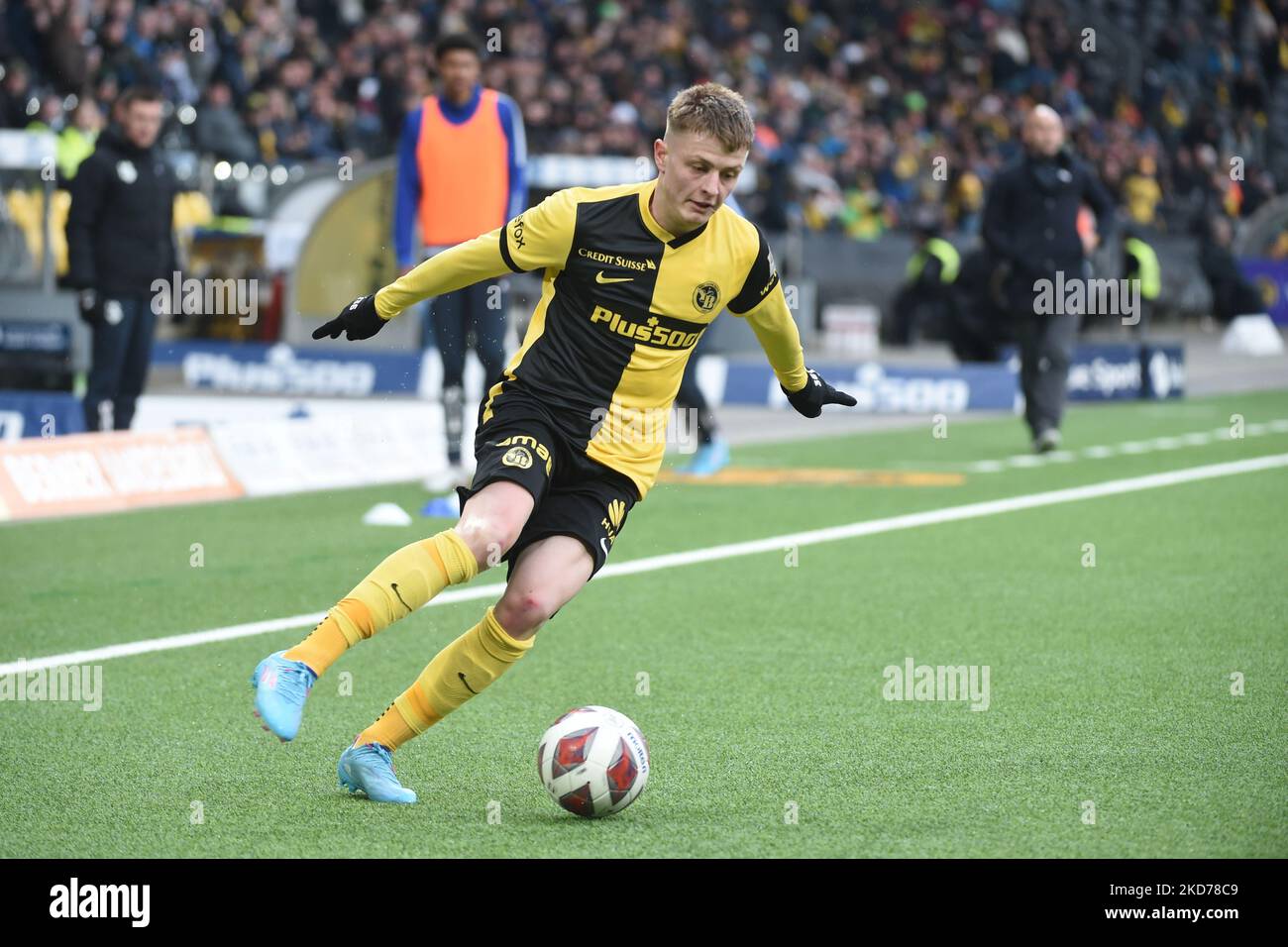 April 9th, 2022, Bern, Wankdorf, Super League: BSC Young Boys - FC Lausanne-Sport, #27 Lewin Blum (Young Boys). (Photo by Manuel Winterberger/JustPictures/LiveMedia/NurPhoto) NO USE SWITZERLAND. Stock Photo