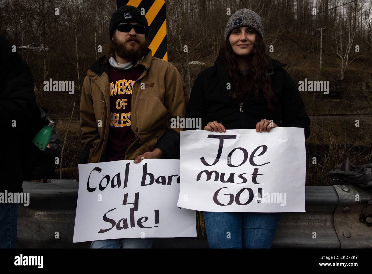 Climate activists gather to block the entrance to the Grant Town Power