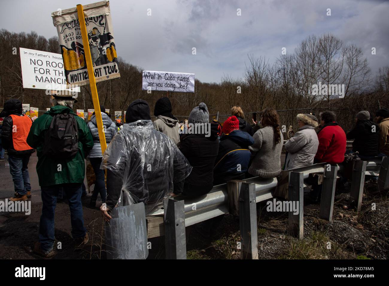 Climate activists gather to block the entrance to the Grant Town Power