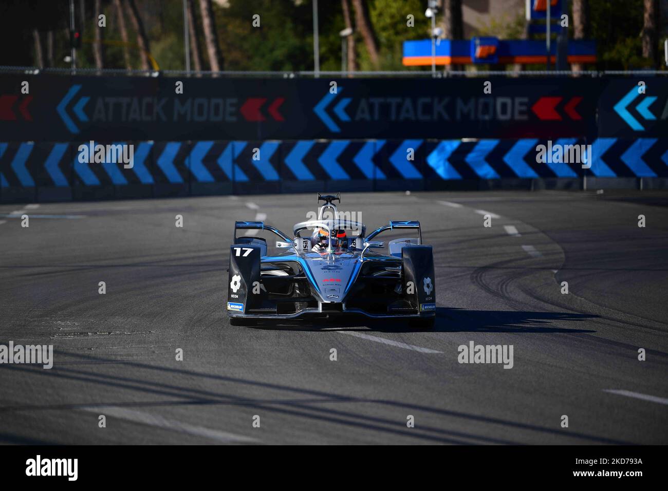 Nyck De Vries of Mercedes-EQ Formula E Team drive his single seater during qualifying of Day 2 of Rome E-Prix, 5th round of Formula E World Championship in city circuit of Rome, EUR neighborhood Rome, 10 April 2022 (Photo by Andrea Diodato/NurPhoto) Stock Photo