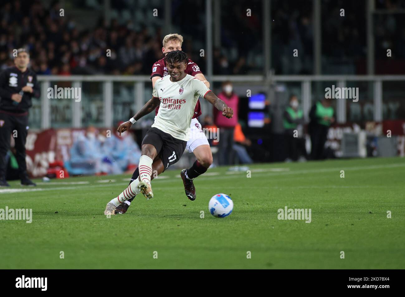 Raphael Leao (AC Milan) during the italian soccer Serie A match Torino FC vs AC Milan on April 10, 2022 at the Olimpico Grande Torino in Turin, Italy (Photo by Claudio Benedetto/LiveMedia/NurPhoto) Stock Photo