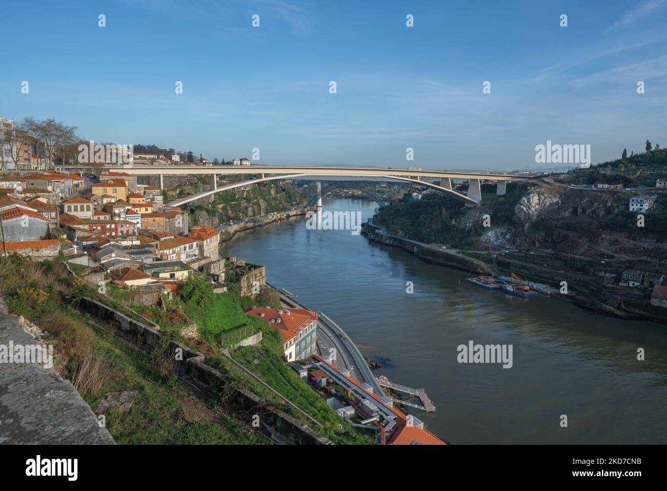 Infante Bridge (or Infante Dom Henrique Bridge) and Douro River - Porto, Portugal Stock Photo