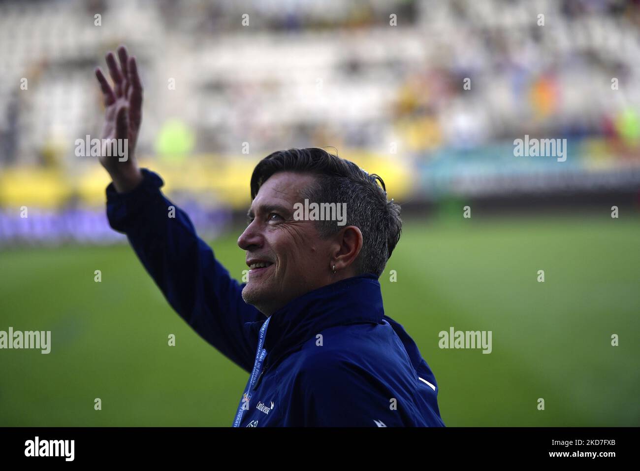 Switzerland coach Nils Nielsen in action during the FIFA Women's World Cup 2023 Qualifier group G match between Romania and Switzerland at Stadionul National de Rugby Arcul de Triumf on April 08, 2022 in Bucharest, Romania. (Photo by Alex Nicodim/NurPhoto) Stock Photo