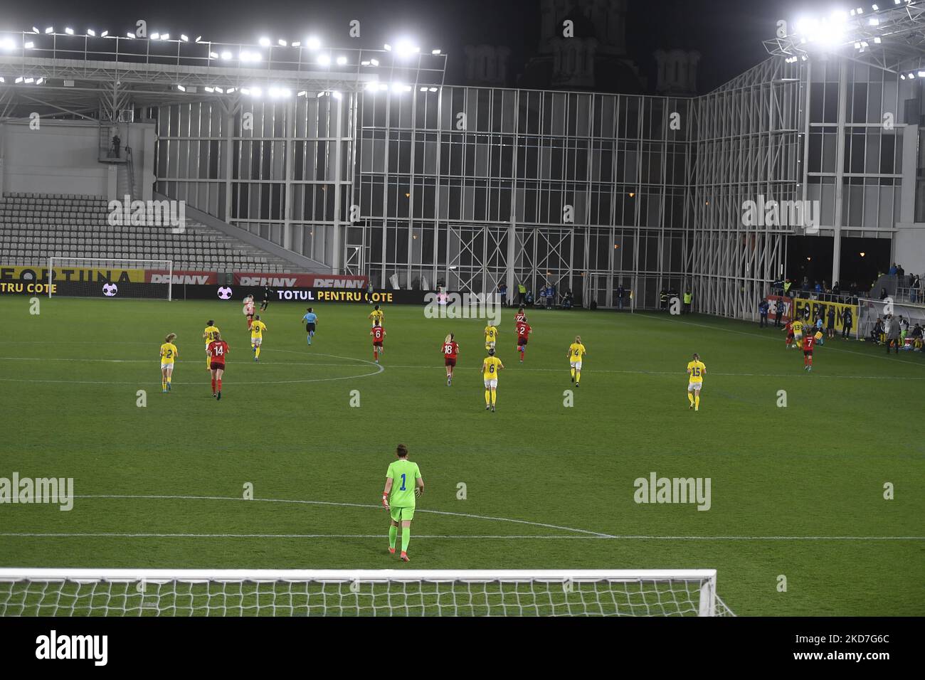 Sandy Maendly in action during the FIFA Women's World Cup 2023 Qualifier group G match between Romania and Switzerland at Stadionul National de Rugby Arcul de Triumf on April 08, 2022 in Bucharest, Romania. (Photo by Alex Nicodim/NurPhoto) Stock Photo