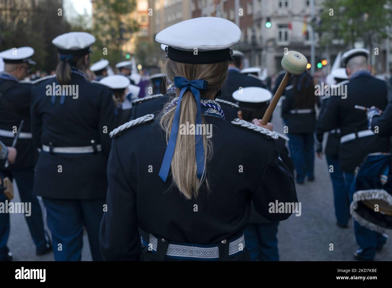 Detail of the hair ribbon of a member of the music band that ...