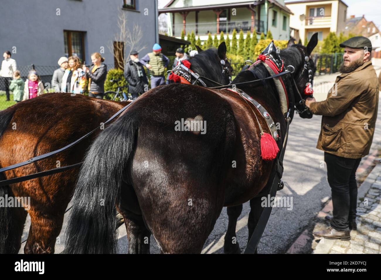 A traditional horse riding procession on Easter Monday in Zernica, near ...