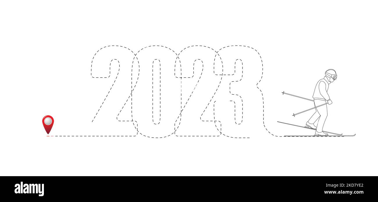 Merry Christmas and New Year concept, destination with 2023 route