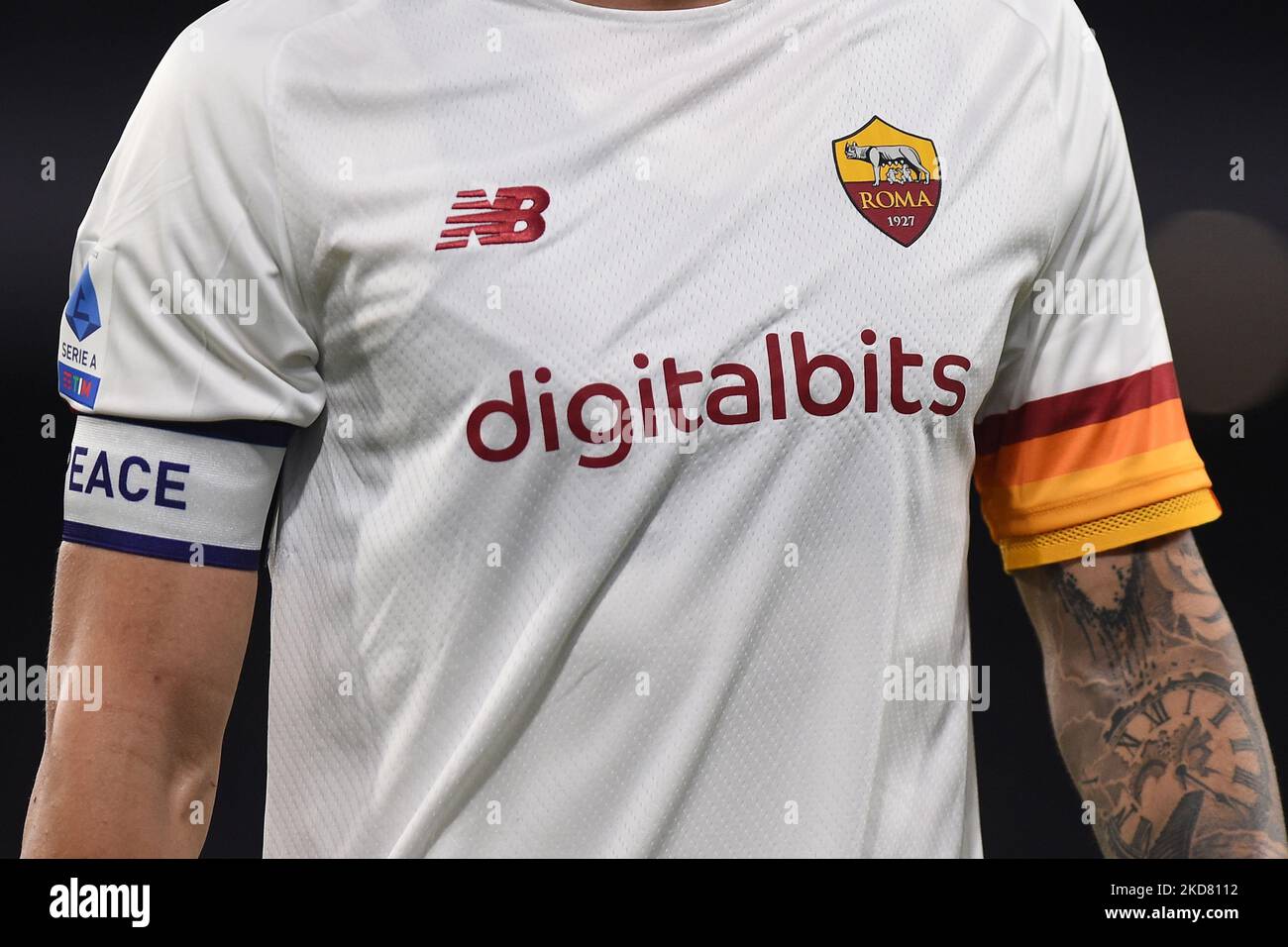 AS Roma 2022 Final Tirana ユニフォーム Close Up of AS Roma shirt during the UEFA Conference League Final