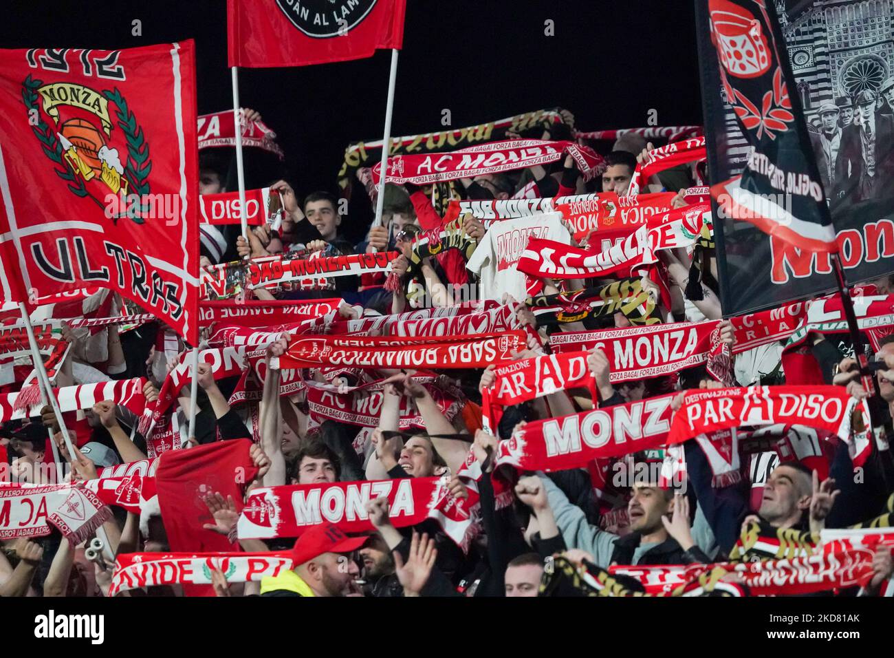 Ac Monza Supporters during AC Monza against Brescia Calcio, Serie B, at U-Power Stadium on April 18, 2022. (Photo by Alessio Morgese/NurPhoto) Stock Photo