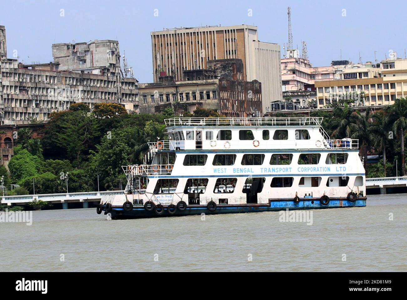 Ganga River in Kolkata, India on April 19,2022. (Photo by Debajyoti