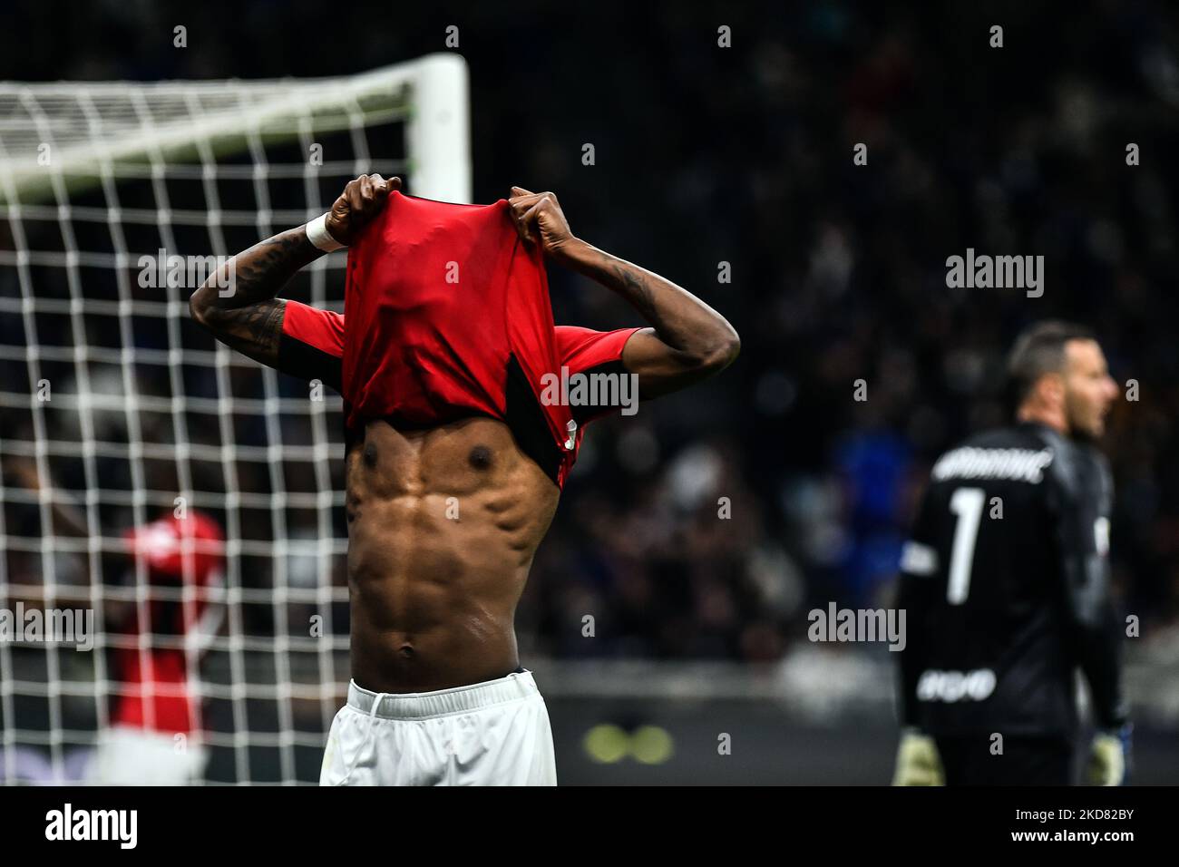 Disappointed Rafael Leao of A.C. Milan during the Coppa Italia Semi Final second Leg match between FC Internazionale and AC Milan at Stadio Giuseppe Meazza on 19 April, 2022 in Milan, Italy (Photo by Michele Maraviglia/NurPhoto) Stock Photo