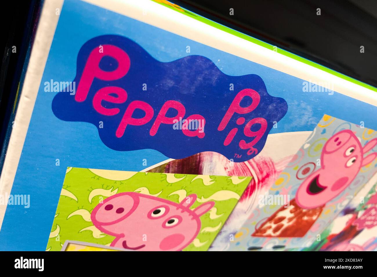 Peppa Pig logo is seen on a packaging in a store in Poland on April 19, 2022. (Photo illustration by Jakub Porzycki/NurPhoto) Stock Photo