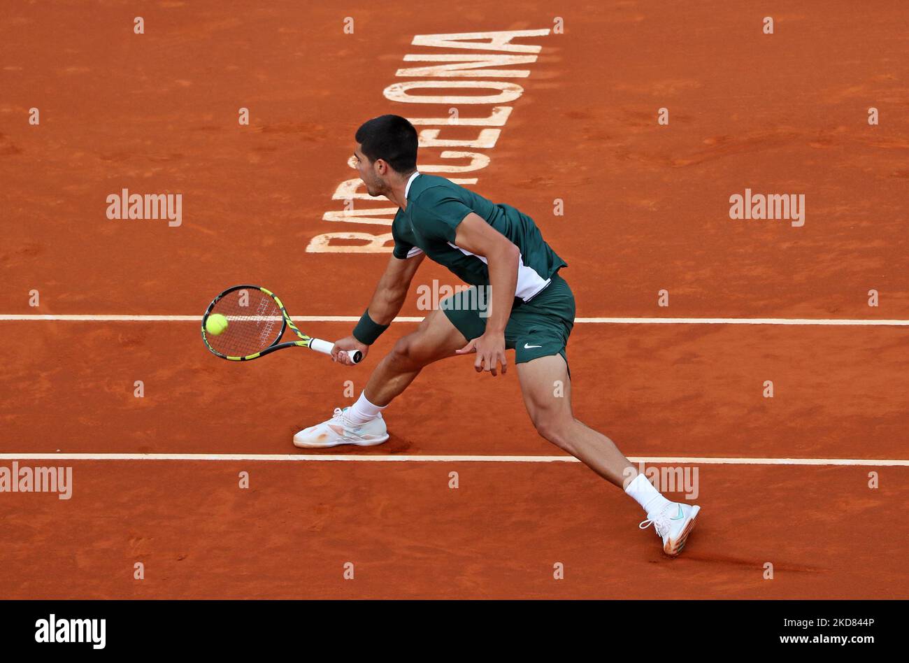 Carlos Alcaraz during the match against Soonwoo Kwon, corresponding to the Barcelona Open Banc Sabadell tennis tournament, 69th Conde de Godo Trophy, in Barcelona, on 20th April 2022. (Photo by Joan Valls/Urbanandsport /NurPhoto) Stock Photo