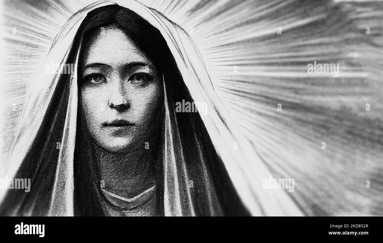 A charcoal drawing of Virgin Mary Stock Photo Alamy