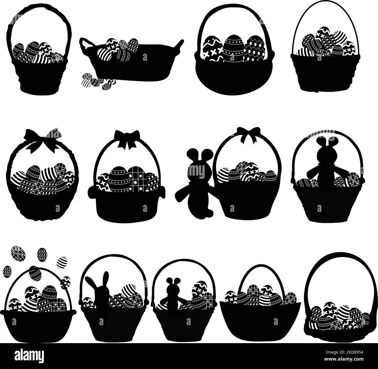 The vector illustration of the Easter eggs in the basket Stock Vector ...