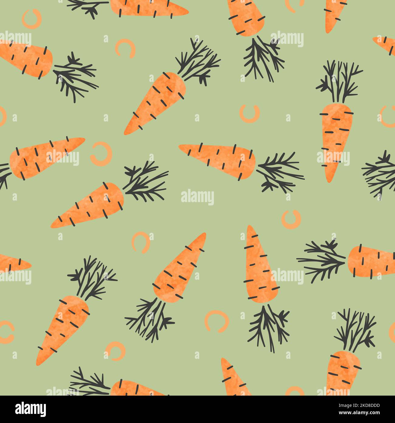 Seamless pattern with watercolor carrots. Vector organic food illustration. Stock Vector