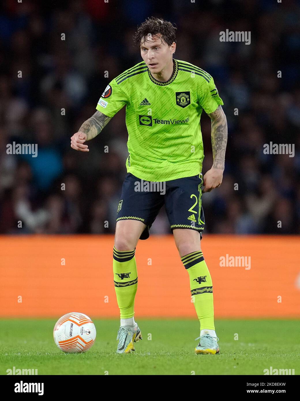 Victor Lindelof of Manchester United during the UEFA Europa League match between Real Sociedad and Manchester United, Group C, played at Reale Arena Stadium on November 3, 2022 in San Sebastian, Spain. (Photo by Magma / PRESSIN) Stock Photo