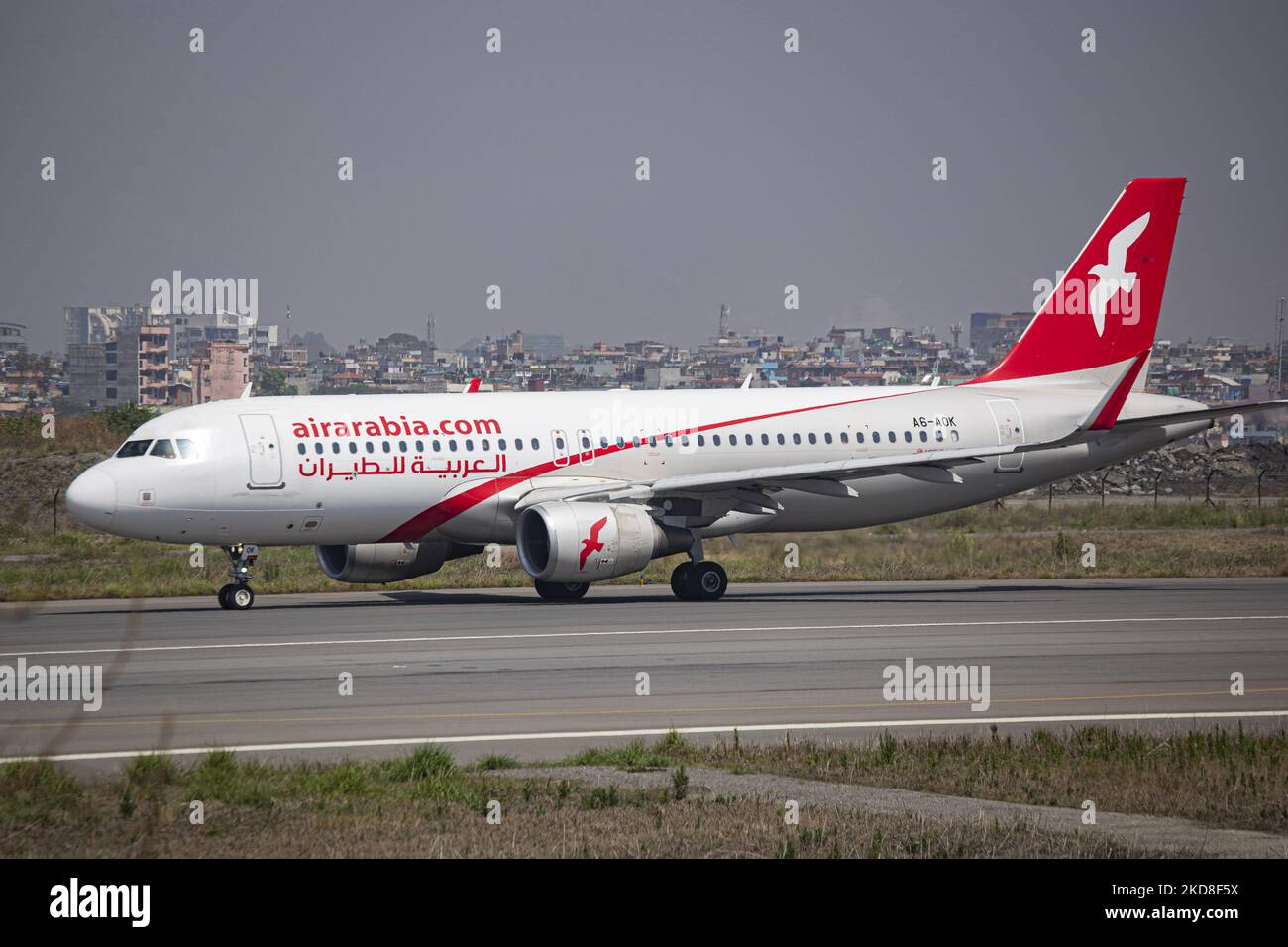 Air Arabia Airbus A320 aircraft as seen taxiing ready to depart for a