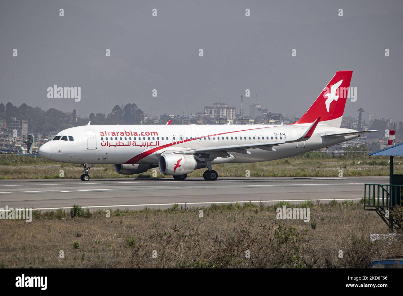 Air Arabia Airbus A320 aircraft as seen taxiing ready to depart for a