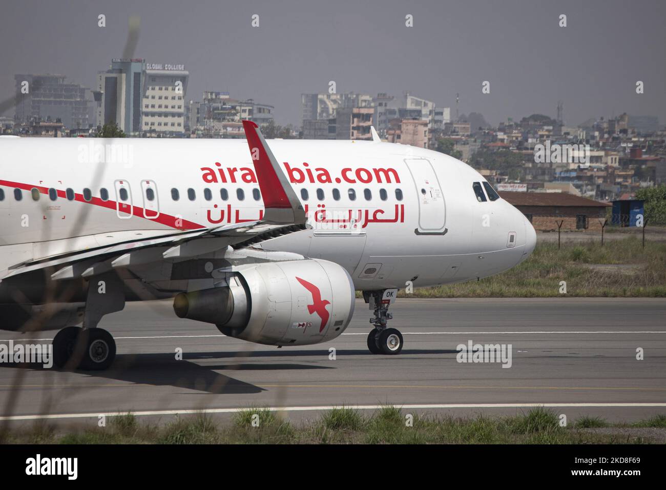 Air Arabia Airbus A320 aircraft as seen taxiing ready to depart for a