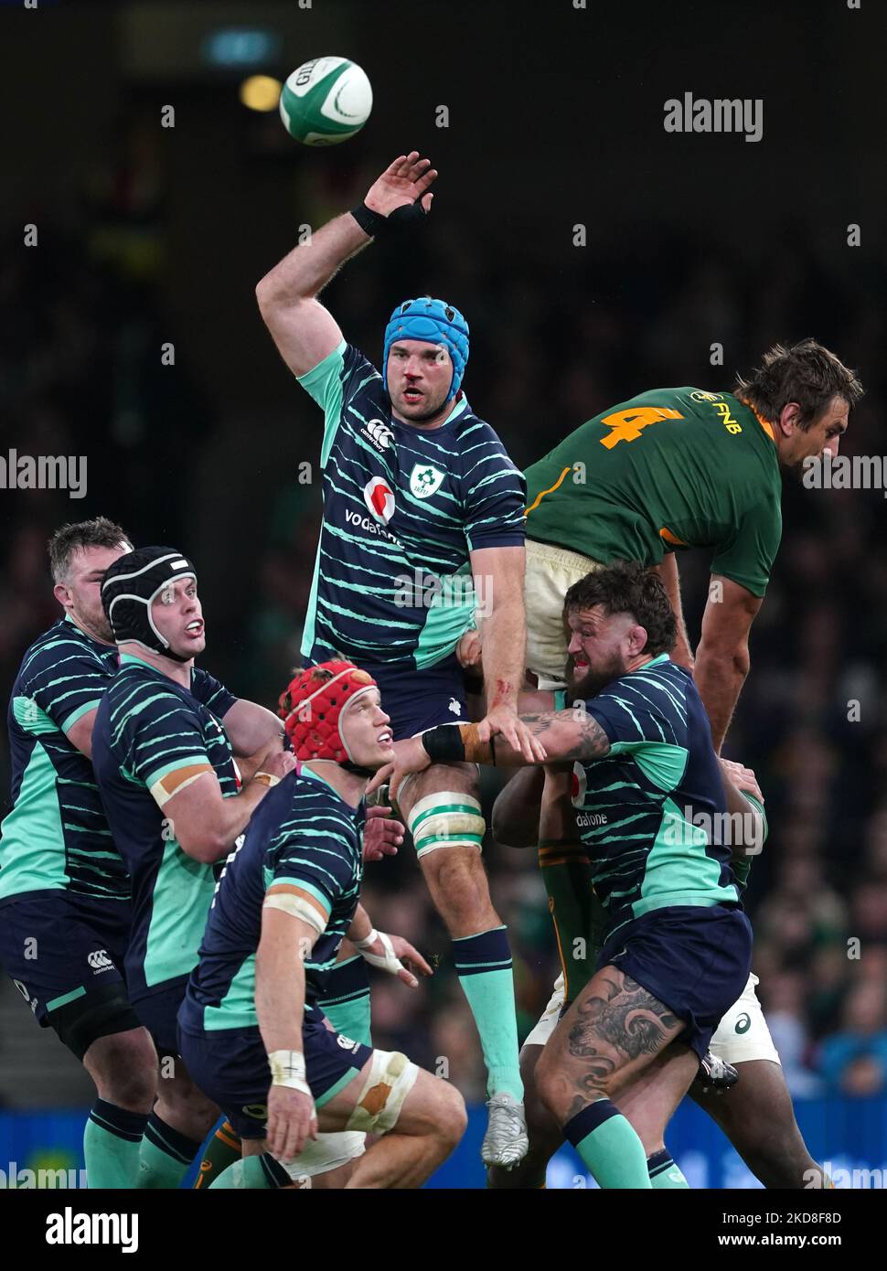 Ireland's Tadhg Beirne and South Africa's Eben Etzebeth contest a line ...