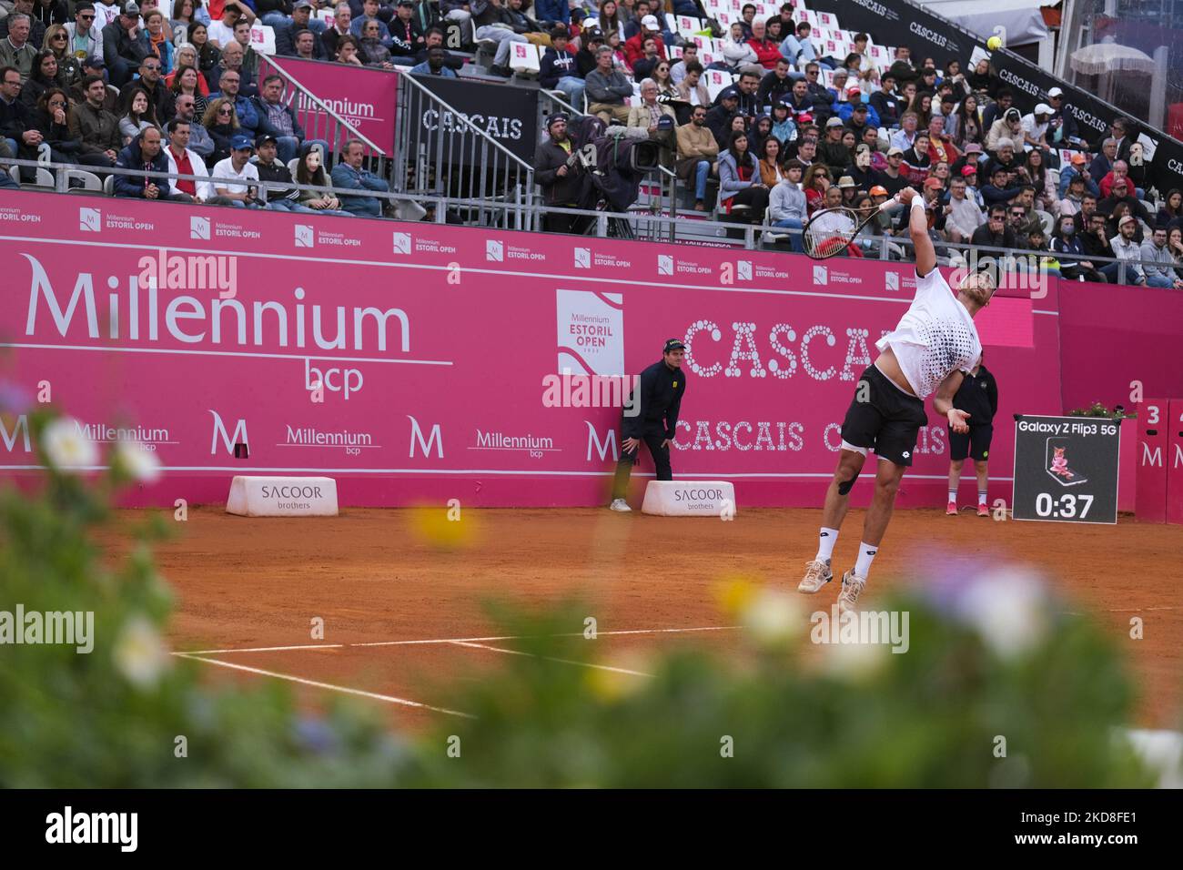Benjamin Bonzi of France competes against Dominic Thiem of Austria during  the Millennium Estoril Open ATP