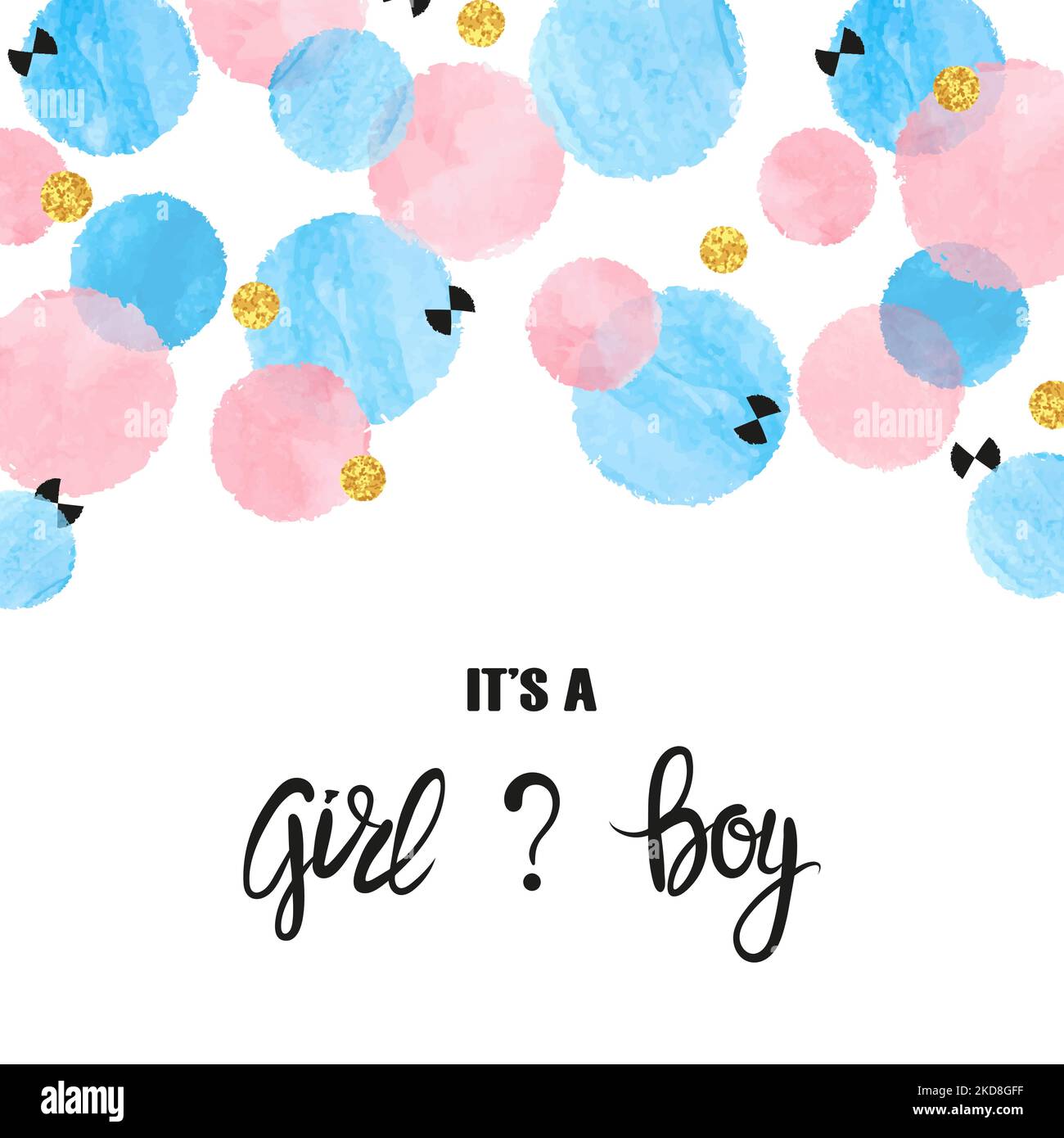 Baby Shower card design with abstract watercolor pink and blue circles ...