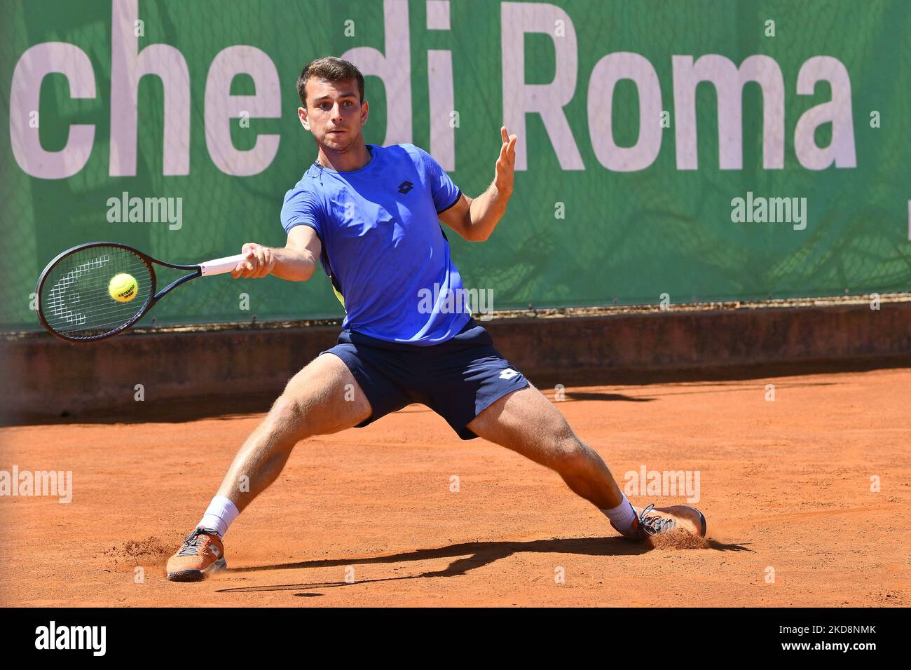 Ergi Kirkin (TUR) during the quarter-finals at the ATP Challenger Roma Open 2022, tennis tournament on April 29, 2022 at Garden Tennis Club in Rome, Italy (Photo by Domenico Cippitelli/LiveMedia/NurPhoto) Stock Photo