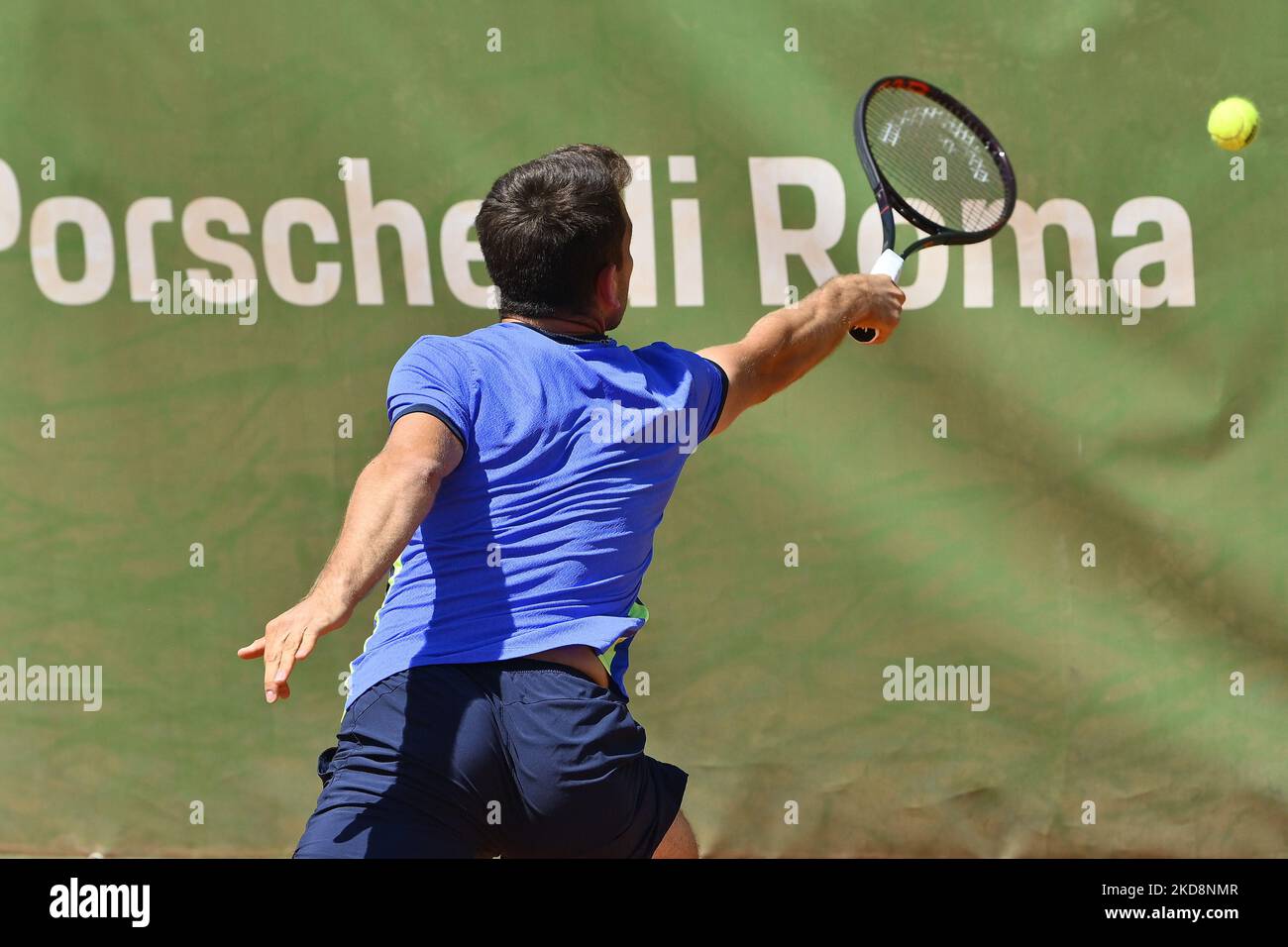 Ergi Kirkin (TUR) during the quarter-finals at the ATP Challenger Roma Open 2022, tennis tournament on April 29, 2022 at Garden Tennis Club in Rome, Italy (Photo by Domenico Cippitelli/LiveMedia/NurPhoto) Stock Photo