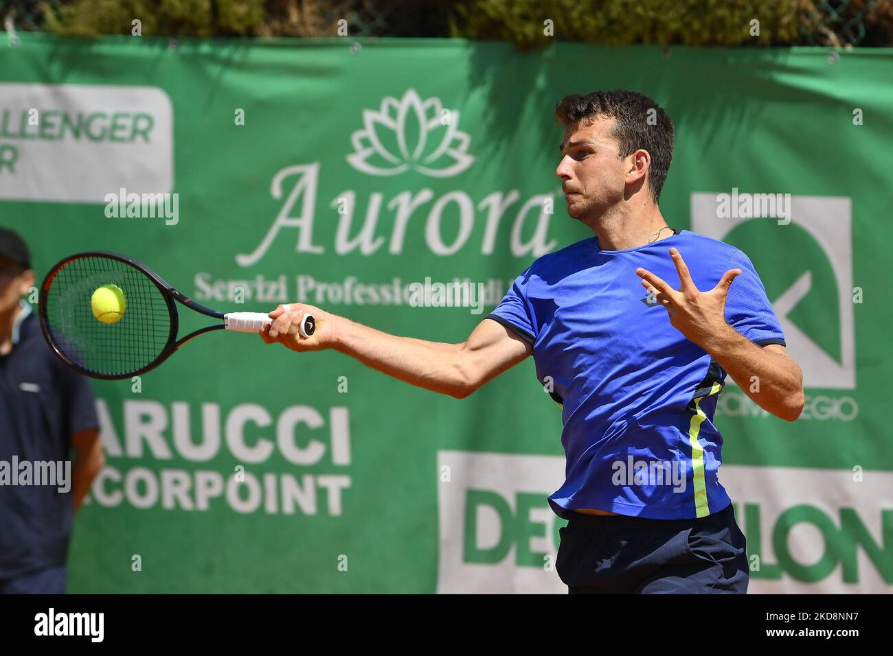 Ergi Kirkin (TUR) during the quarter-finals at the ATP Challenger Roma Open 2022, tennis tournament on April 29, 2022 at Garden Tennis Club in Rome, Italy (Photo by Domenico Cippitelli/LiveMedia/NurPhoto) Stock Photo