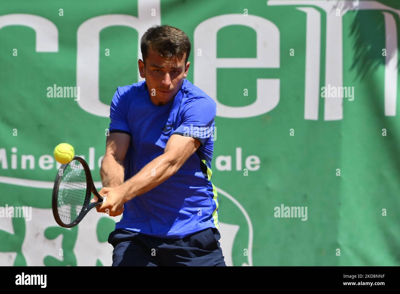 Ergi Kirkin (TUR) during the quarter-finals at the ATP Challenger Roma Open 2022, tennis tournament on April 29, 2022 at Garden Tennis Club in Rome, Italy (Photo by Domenico Cippitelli/LiveMedia/NurPhoto) Stock Photo