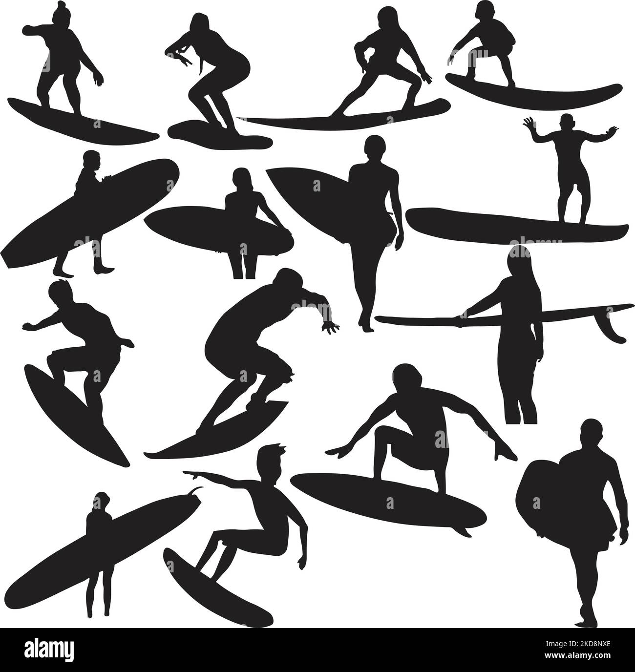 A vector illustration of a set of surfers Stock Vector Image & Art - Alamy