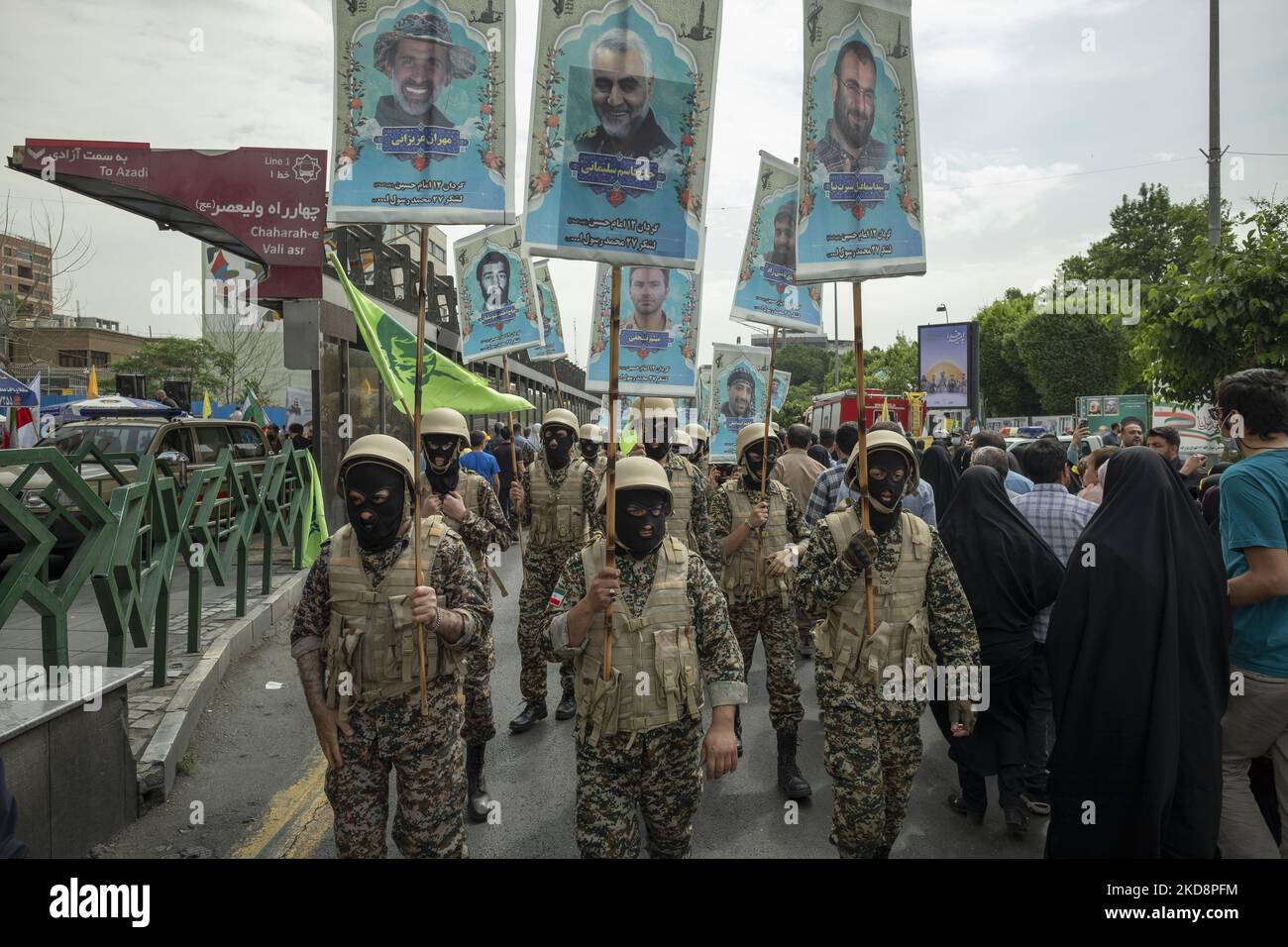 Islamic Revolutionary Guard Corps (IRGC) military personnel carrying ...