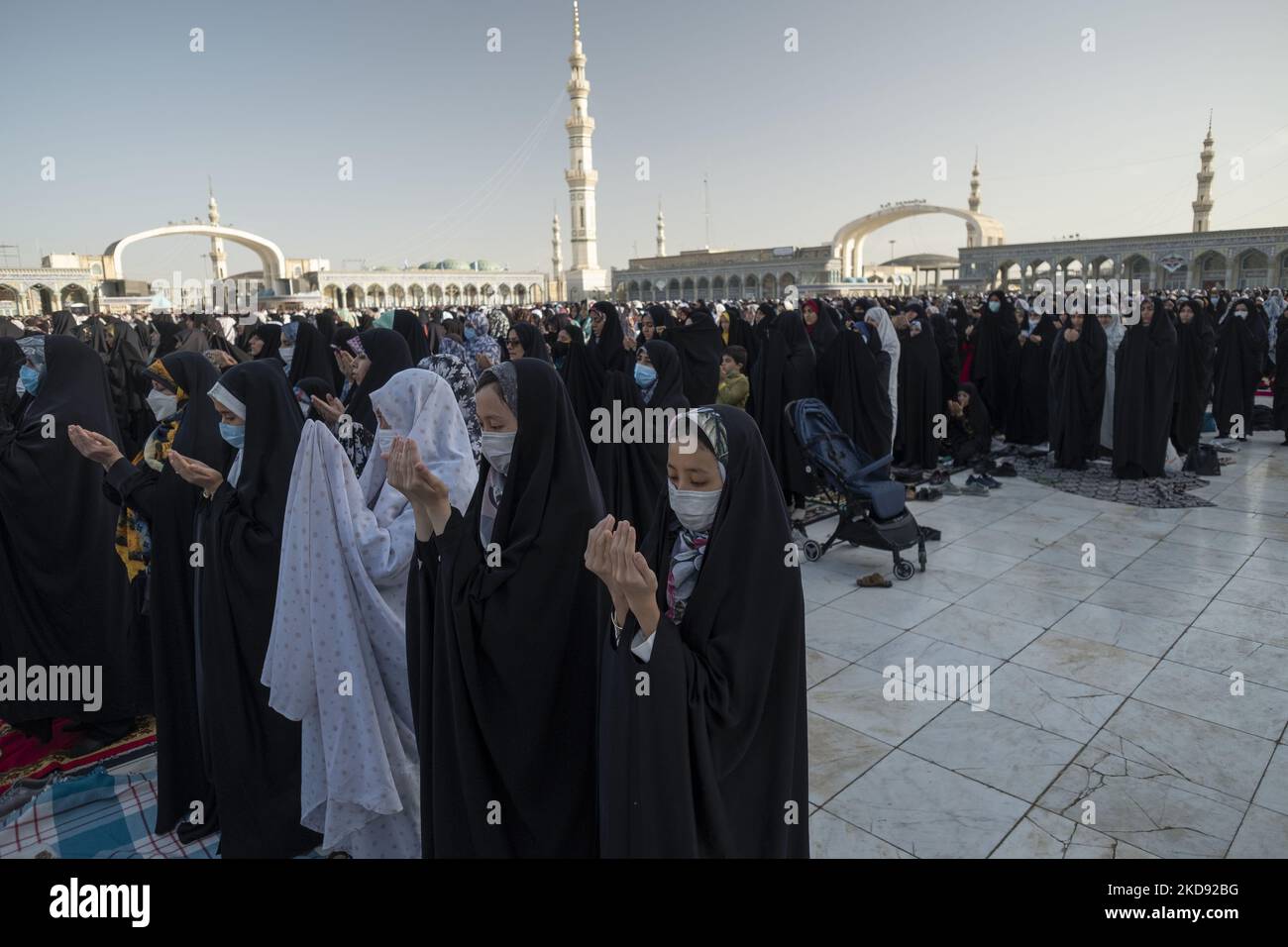 Shi'ite Muslim women pray at Jamkaran's holy mosque during the Eidal