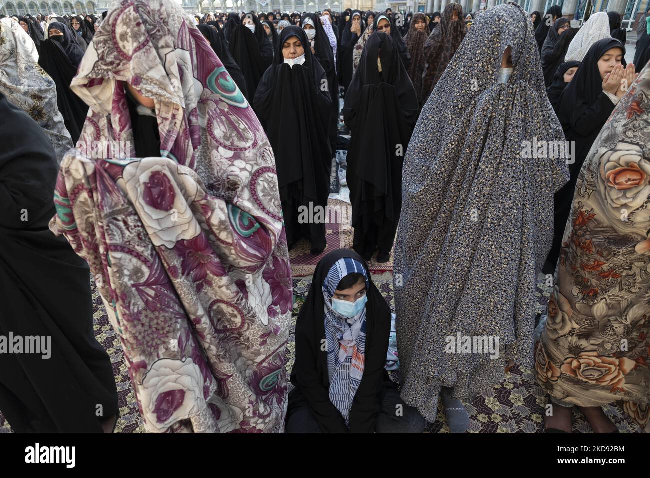 Shi'ite Muslim women pray at Jamkaran's holy mosque during the Eidal