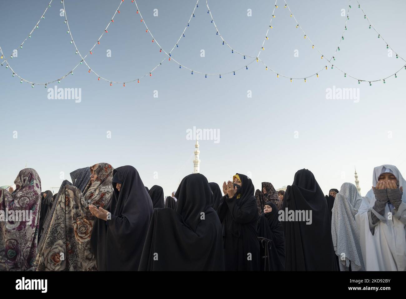 Shi'ite Muslim women pray at Jamkaran's holy mosque during the Eidal