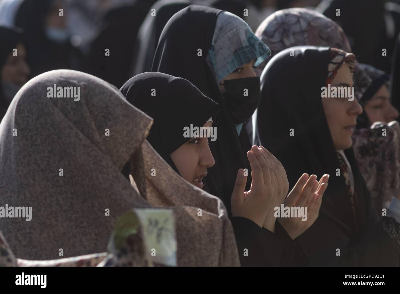 Shi'ite Muslim women pray at Jamkaran's holy mosque during the Eidal