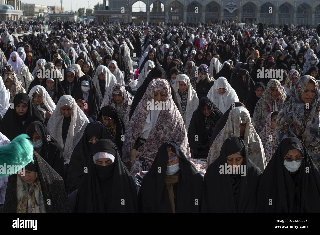 Shi'ite Muslim women pray at Jamkaran's holy mosque during the Eidal