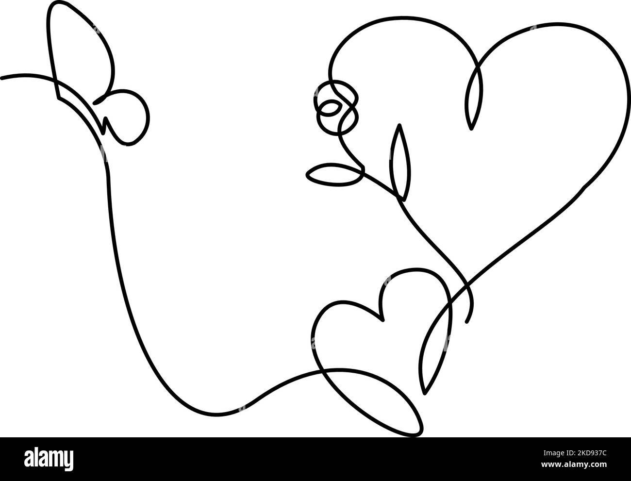 Flower heart Symbol of love One line Stock Vector Image & Art Alamy