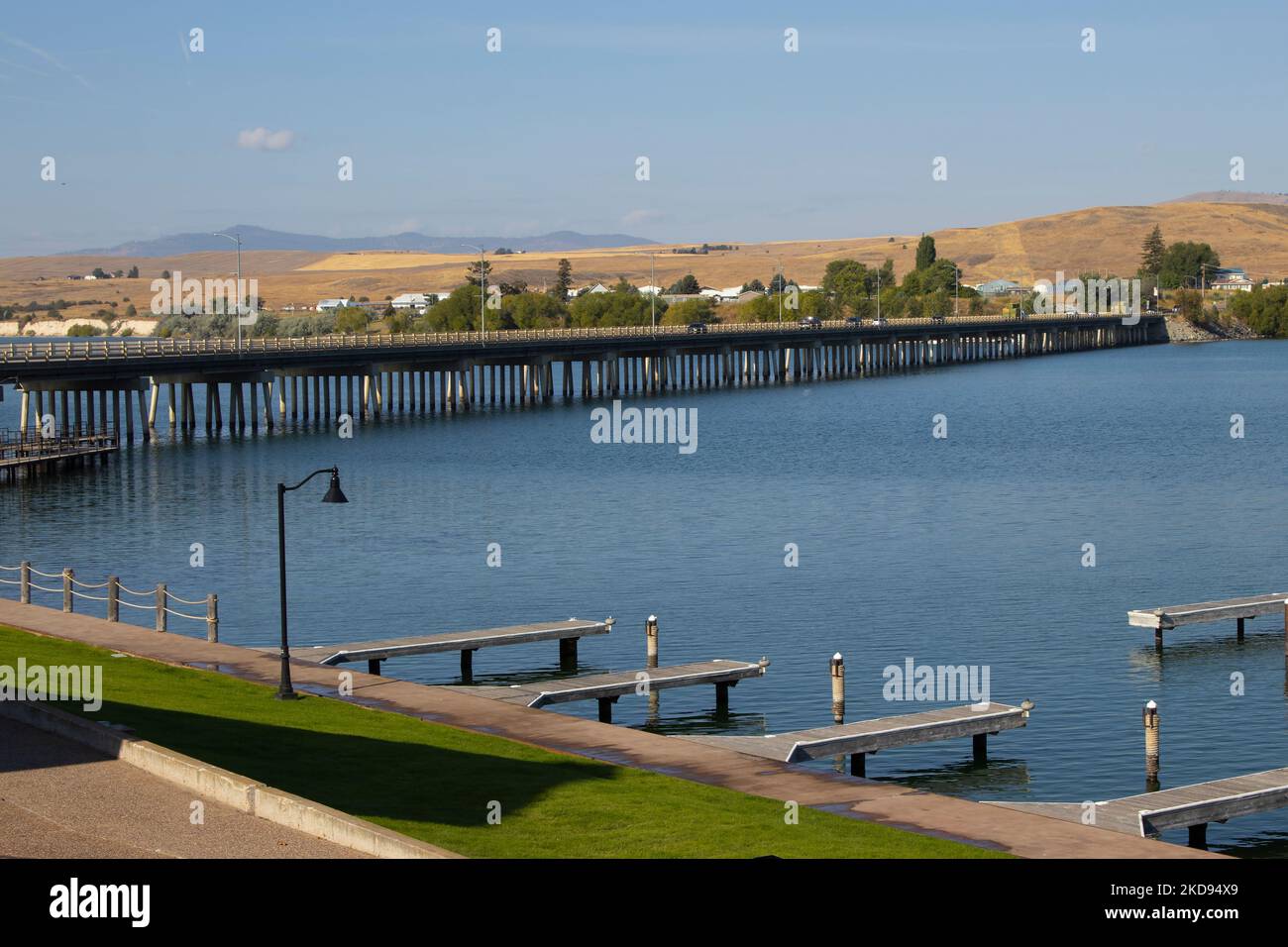 Hwy 93 Bridge over the Flathead River at Polson, Montana Stock Photo