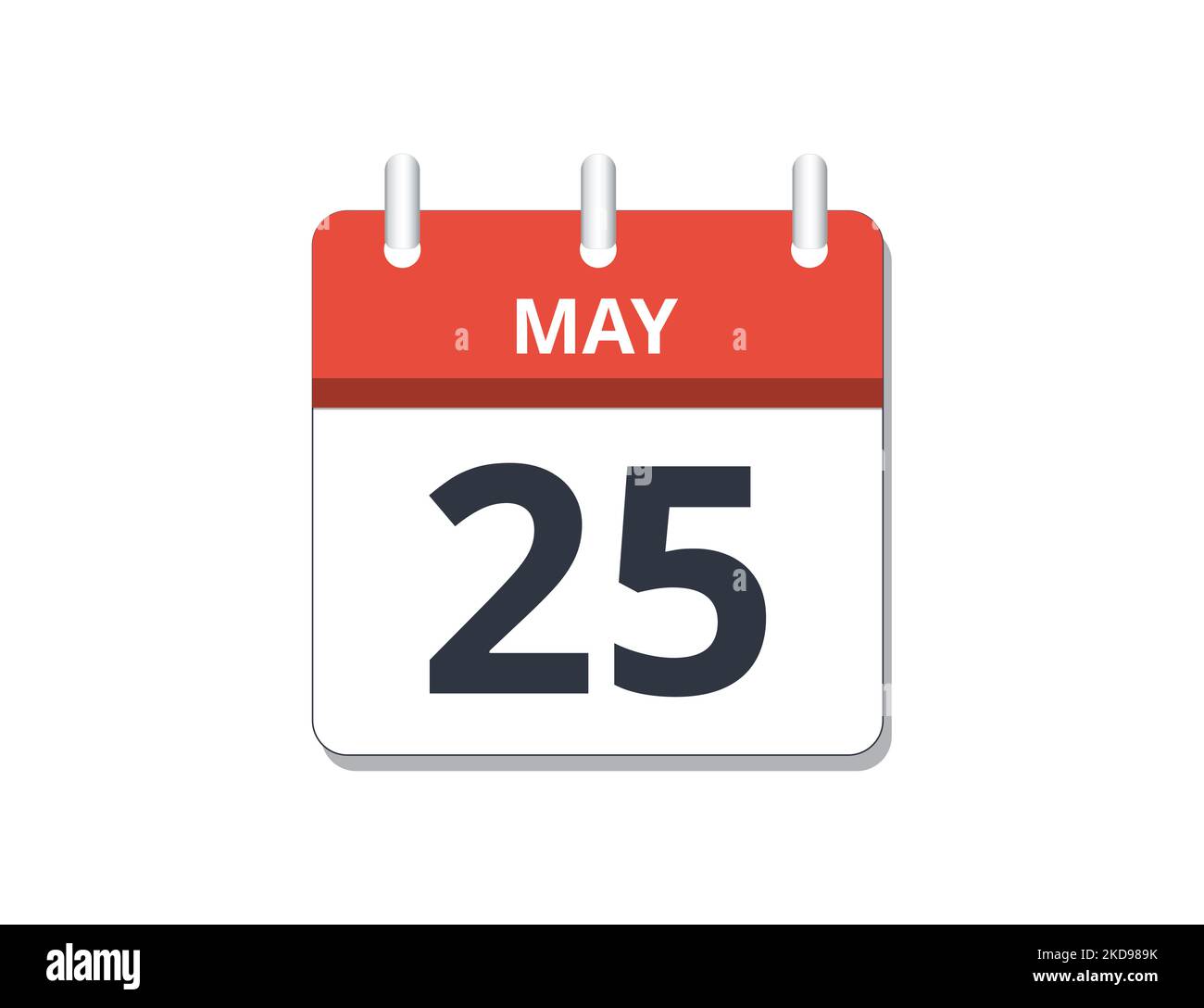 May 25th calendar icon vector. Concept of schedule, business and tasks