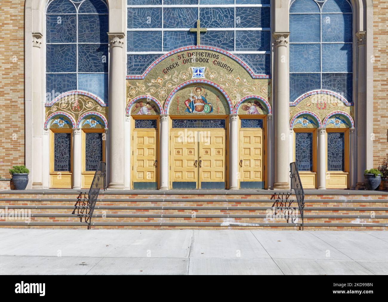St. Demetrios Greek Orthodox Church is in the residential neighborhood