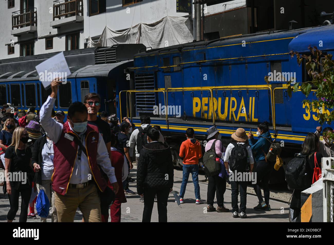 PeruRail in Aguas Calientes. On Wednesday, 20 April 2022, in Aguas Calientes, Cusco, Peru. (Photo by Artur Widak/NurPhoto) Stock Photo
