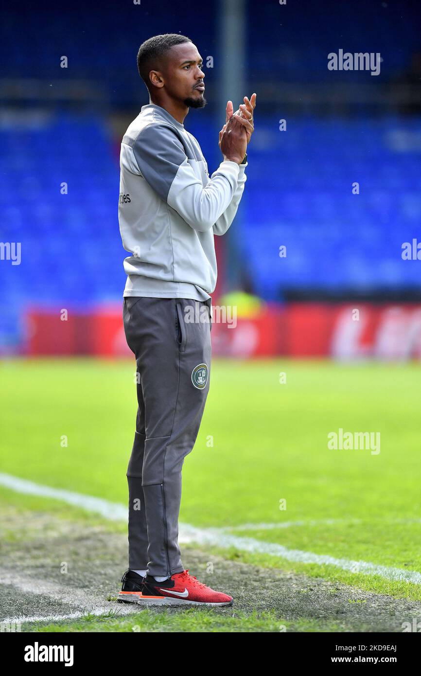 Lewis Young (Interim Manager) of Crawley Town Football Club during the Sky Bet League 2 match between Oldham Athletic and Crawley Town at Boundary Park, Oldham on Saturday 7th May 2022. (Photo by Eddie Garvey/MI News/NurPhoto) Stock Photo