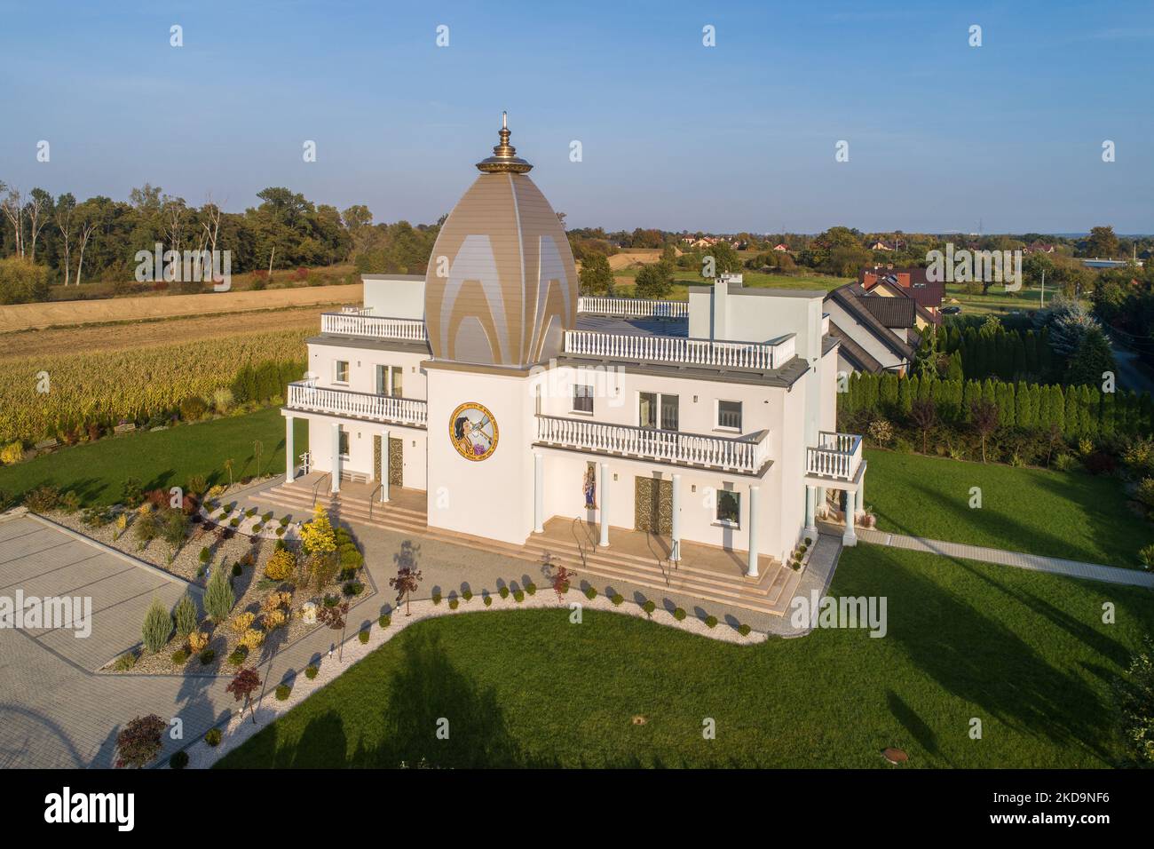 New Hindu temple and information center Radha Govind Bhakti Yog Mandir in Brzegi near Krakow in Poland Stock Photo