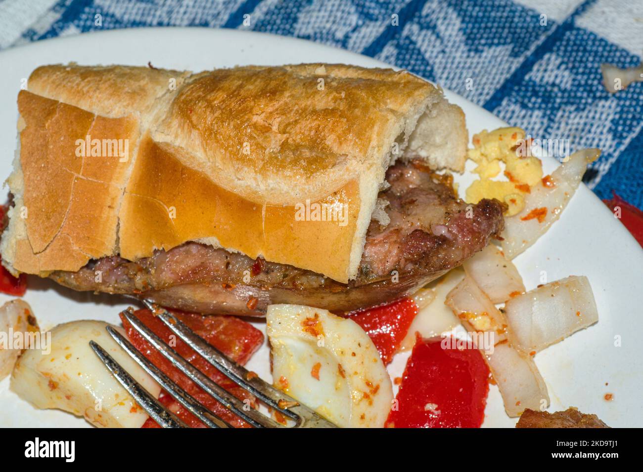 Argentinian sandwich , sausage and bread , with creole sauce Stock