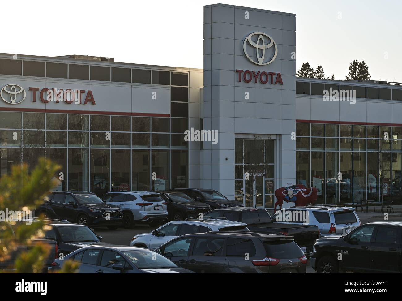 Toyota logo seen outside a Toyota dealership in South Edmonton. On ...