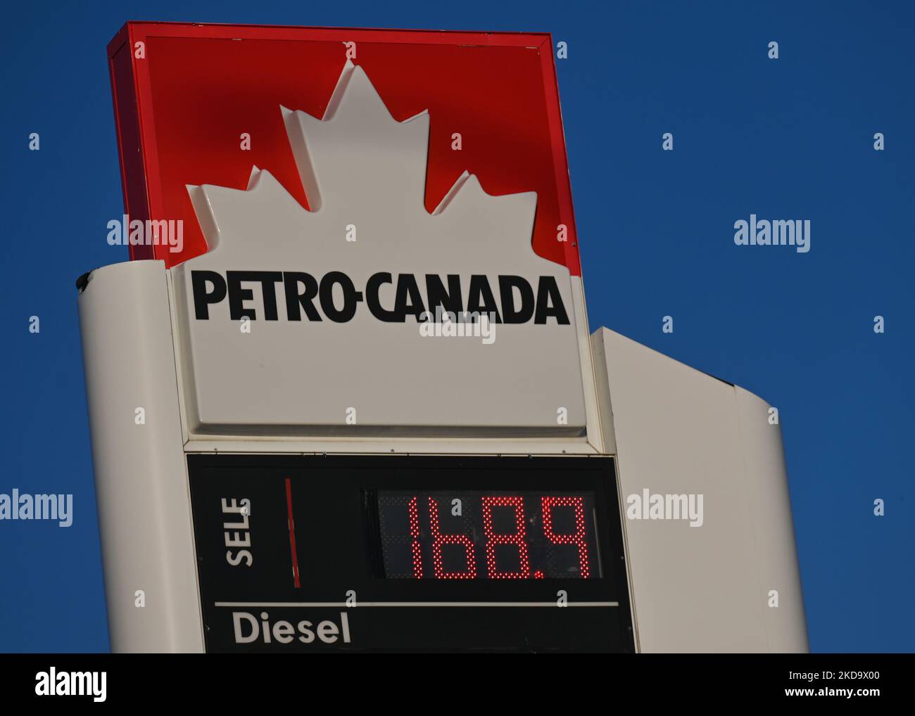 PetroCanada logo outside a gas station in South West Edmonton area. On