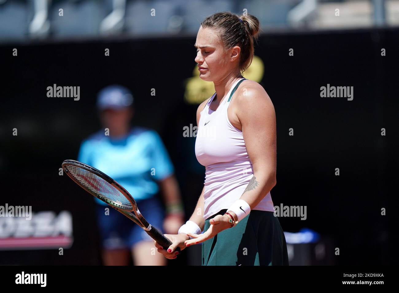 Aryna Sabalenka looks dejected in action during the Internazionali BNL ...